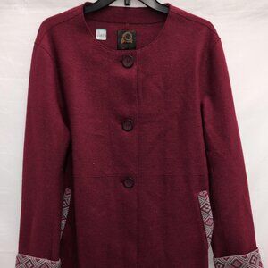 Overland alpaca and wool blend mid-length coat size Large. Made in Peru